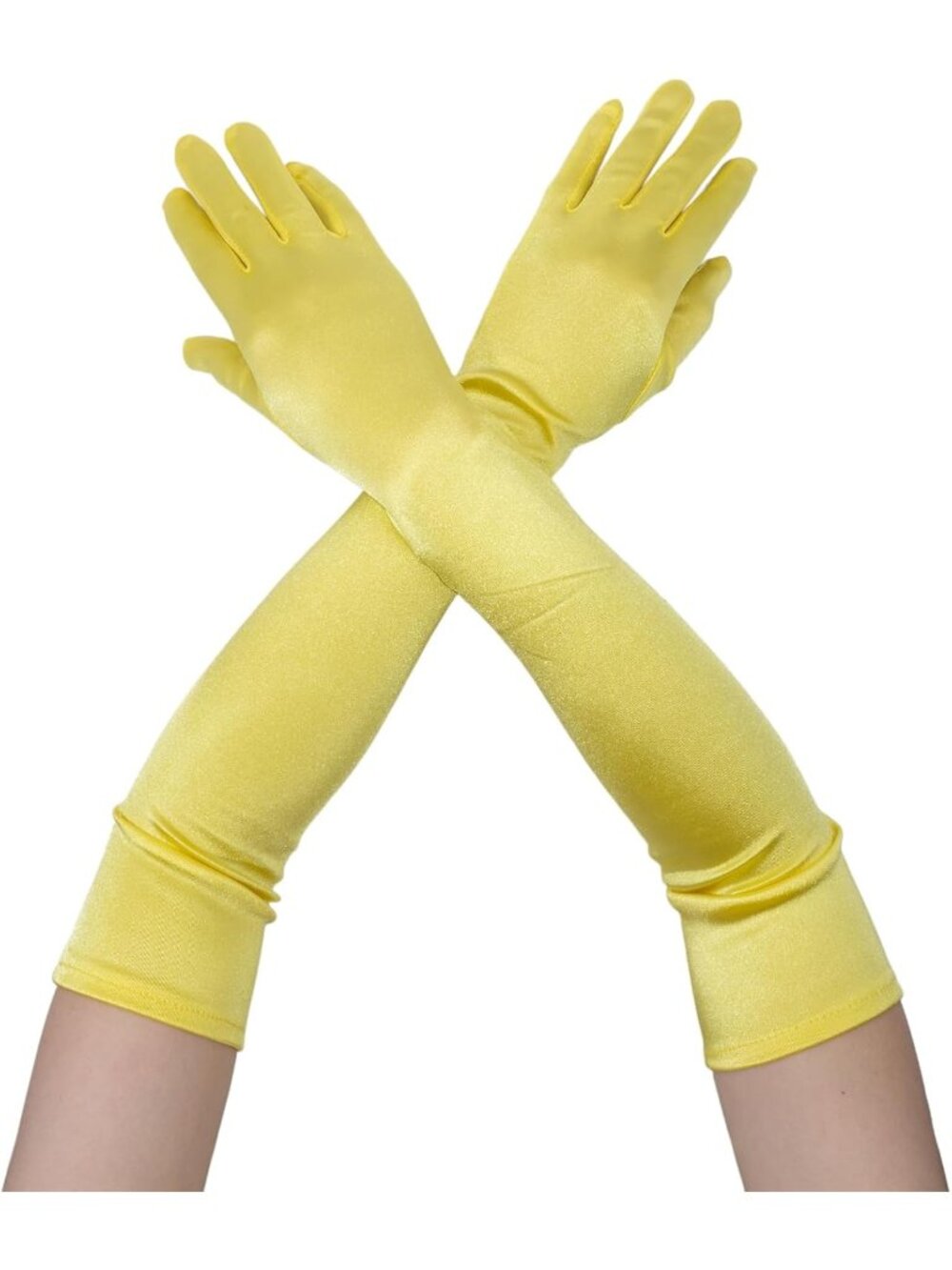 Women yellow Elbow Length 1920s Costume Halloween Long Opera Satin Gloves